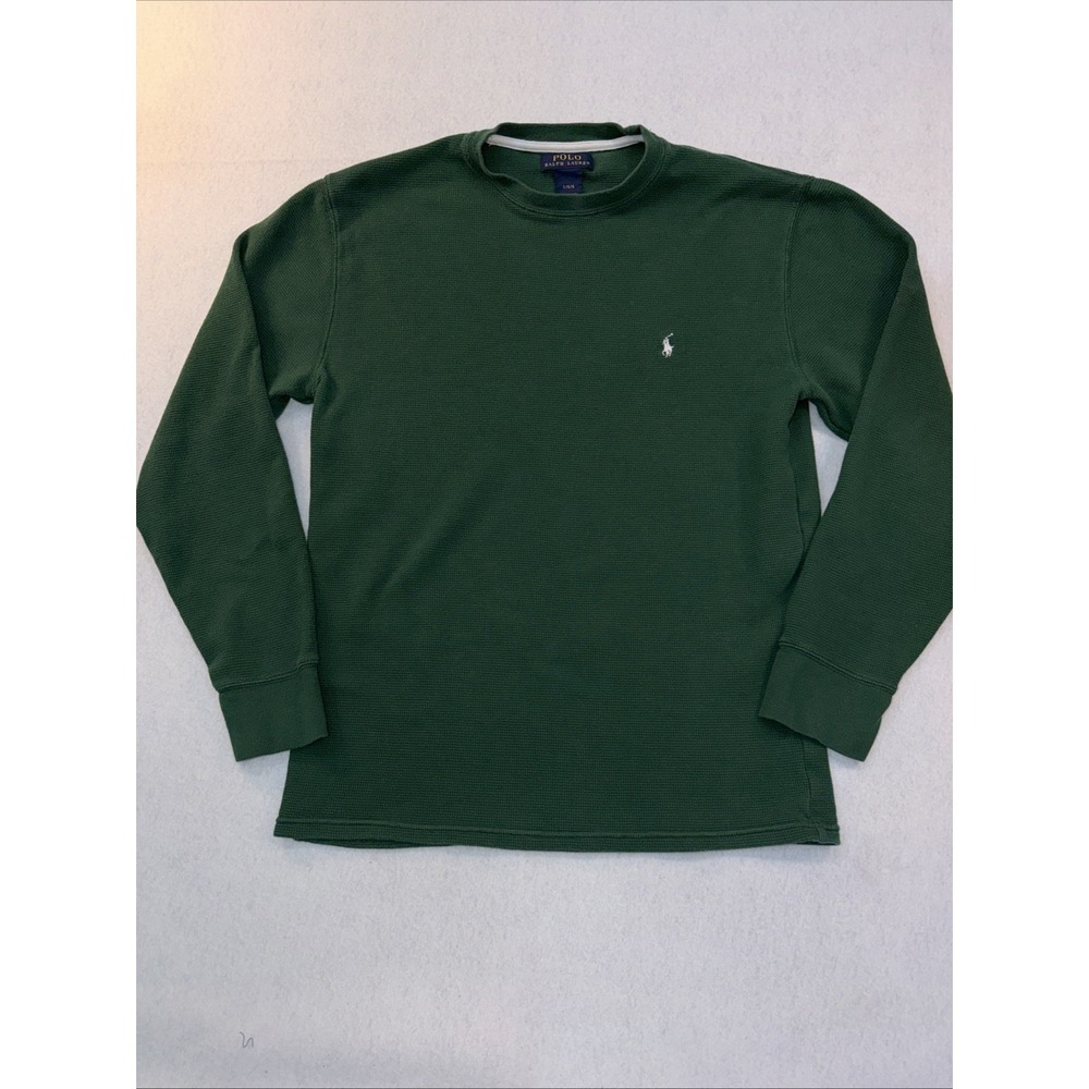 Polo Ralph Lauren Sleepwear Shirt Mens L Green‎ Waffle Knit Crew Neck Pony Logo
